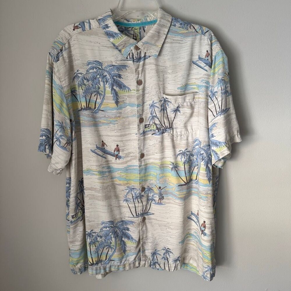 Tommy Bahama 100% Silk Tropical Hawaiian Surf Shirt Size XL